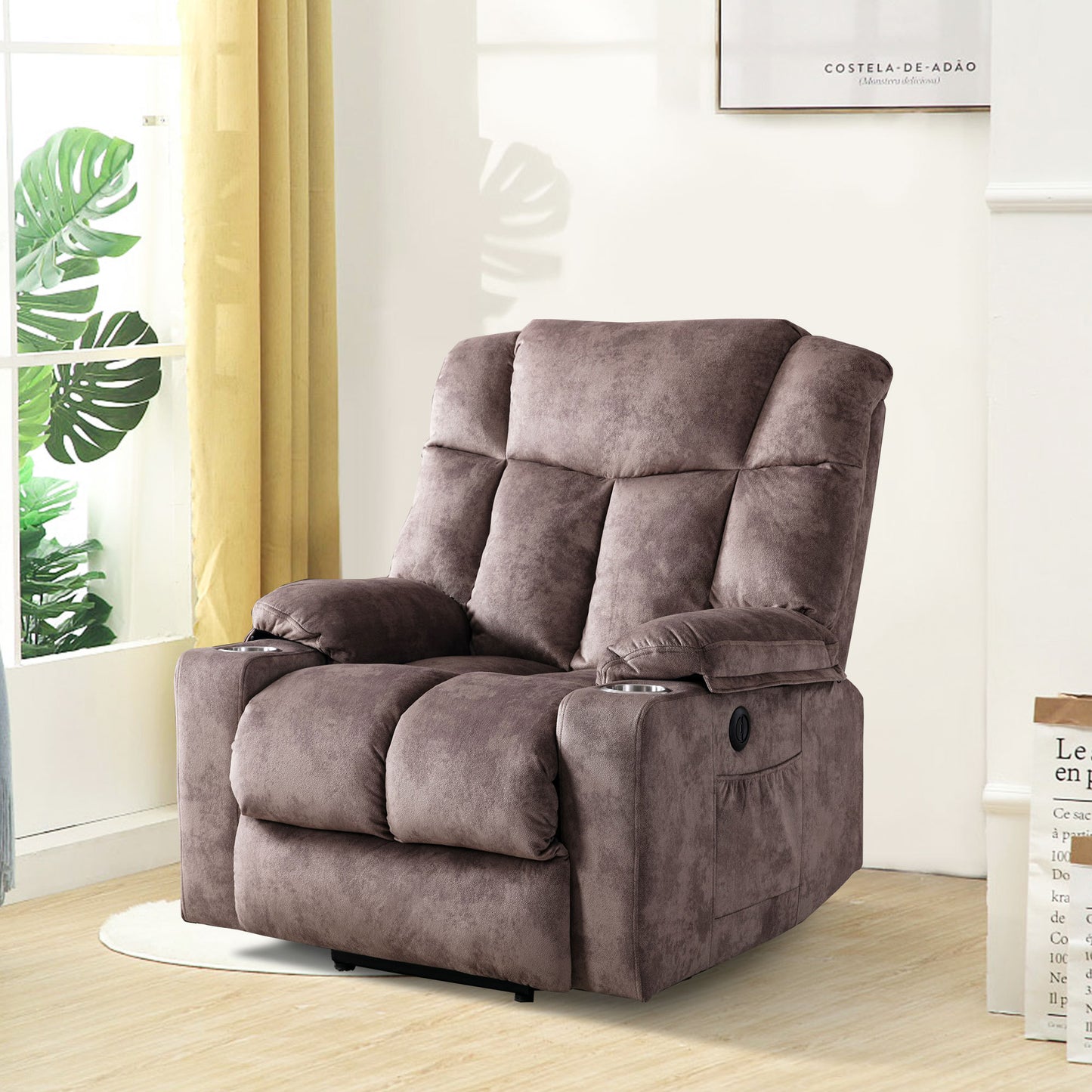 Power Lift Recliner Chair For Elderly, 3 Positions Reclining Chairs With 2 Cup Holders, Electric Sofa Recliner for Livingroom, Comfy Theater Recliner With USB Port, Washable Chair Covers