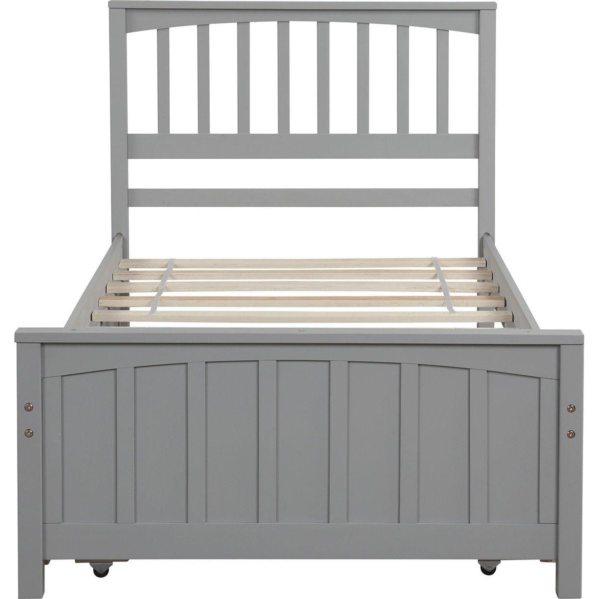 Twin size Platform Bed with Trundle, Gray