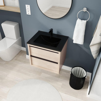 24" Bathroom Vanity, With Black Ceramic Sink And 2 Soft Close Drawers (BLO-G-BL9060BK)W1286S