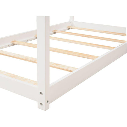 Twin Size Wooden House Bed, White (New) - Streamdale Furniture