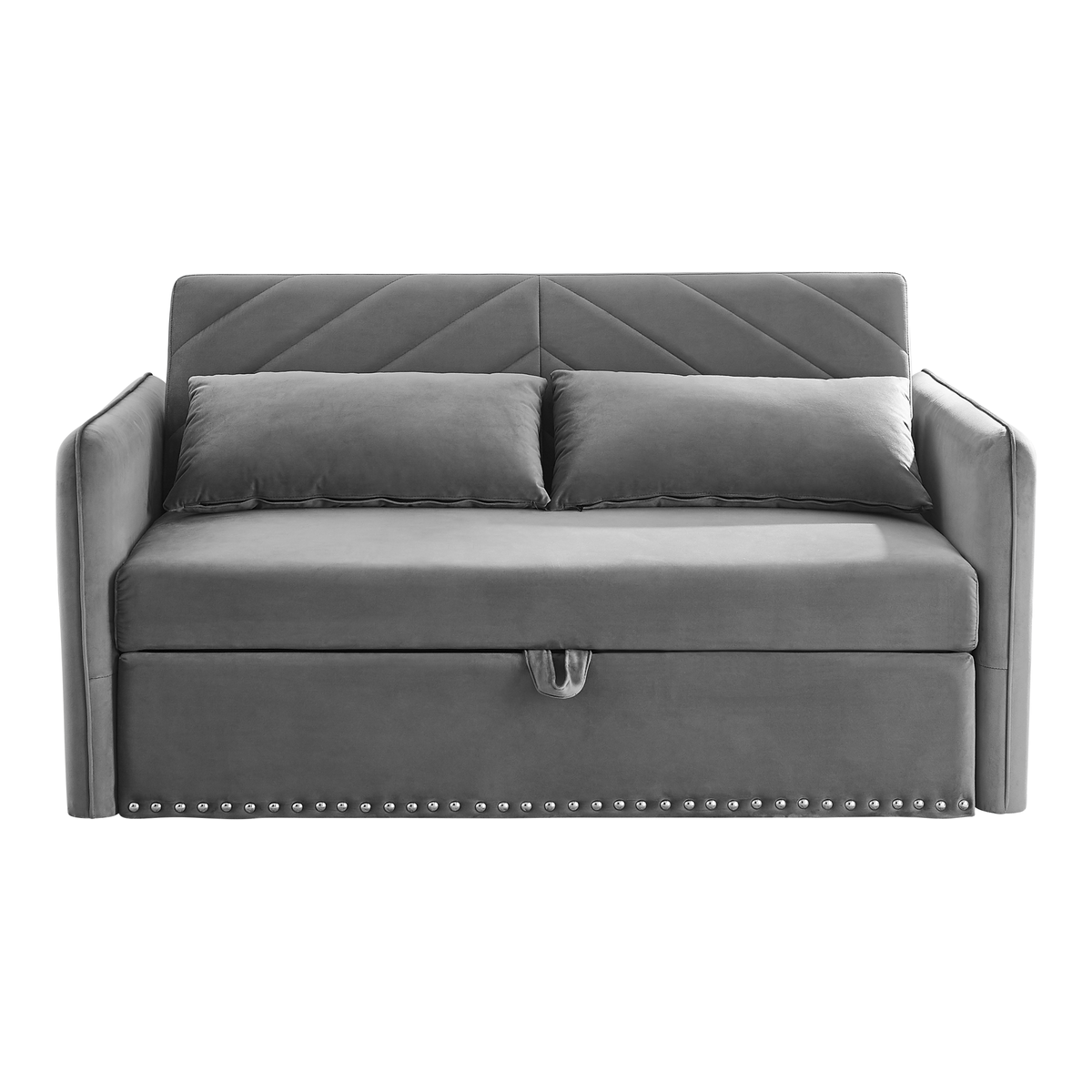 Pull-out sofa sleeper, 3-in-1 adjustable sleeper with pull-out bed, 2 lumbar pillows and side pocket, soft velvet convertible sleeper sofa bed, suitable for living room bedroom.