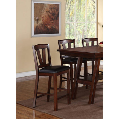 Dark Walnut Wood Framed Back Set of 2 Counter Height Dining Chairs Breakfast Kitchen Cushion Seats