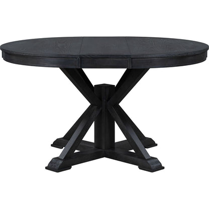 Retro Functional Extendable Dining Table with a 12" Leaf for Dining Room and Living Room (Espresso)
