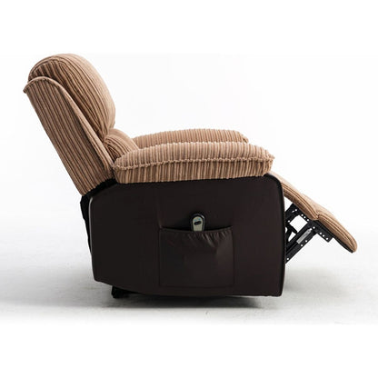 Brown Fabric Recliner Chair Theater Single Recliner Thick Seat and Backrest, suitable for living room, side bags Electric sofa chair, electric remote control.The angle can adjust freely