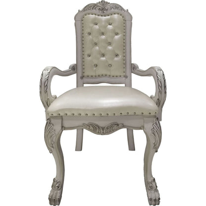 Dresden Arm Chair (Set-2) in PU & Bone White Finish