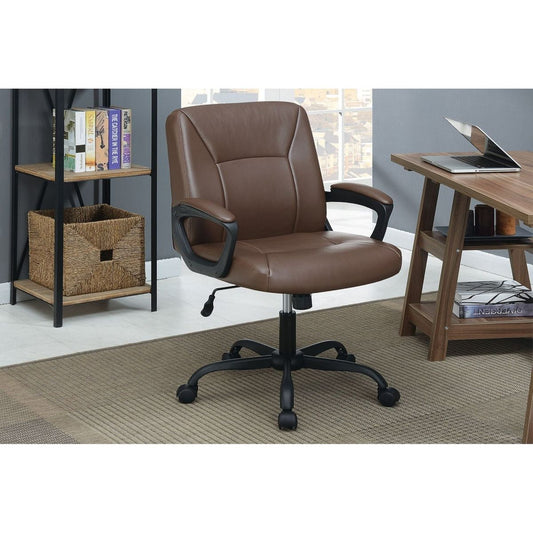 Relax Cushioned Office Chair 1pc Brown Color Upholstered Seat back Adjustable Chair Comfort