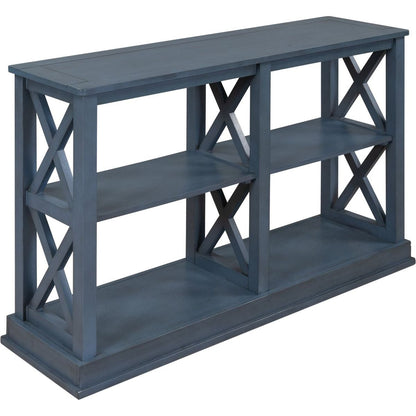 Console Table with 3-Tier Open Storage Spaces and " X"