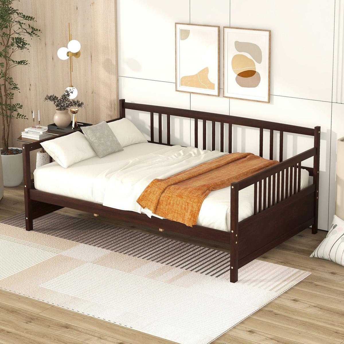 Full Size Daybed with Support Legs, Espresso - Streamdale Furniture