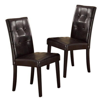 Set of 2pc Chairs Breakfast Dining Dark Brown PU / Faux Leather Tufted Upholstered Chair