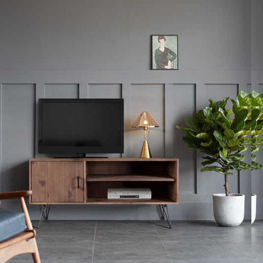 Simple, Modern, Vintage Reclaimed Wood TV Stand Media Table for Living Room