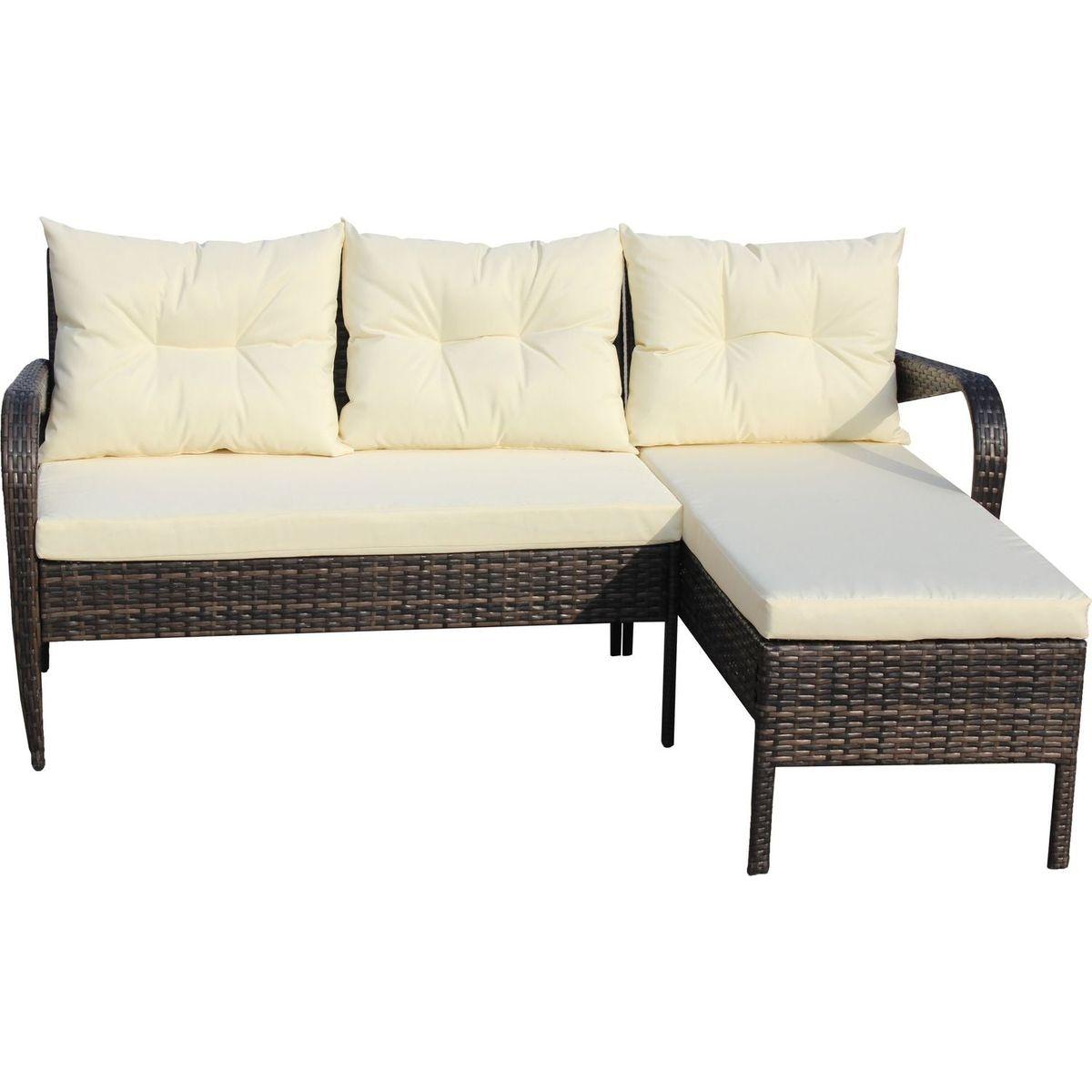 Outdoor patio Furniture sets 2 piece Conversation set wicker Ratten Sectional Sofa With Seat Cushions (Beige Cushion)