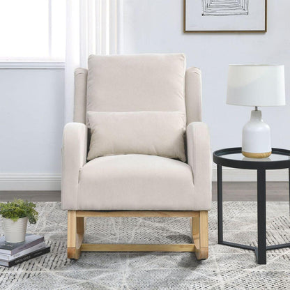 27.5" W Modern Accent High Back Living Room Casual Armchair Rocker with One Lumbar Pillow, Two Side Pockets.