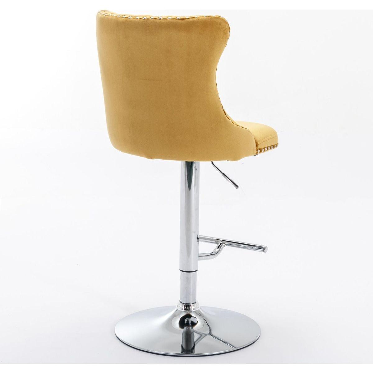 Swivel Velvet Barstools Adjustable Seat Height from 25-33 Inch - Streamdale Furniture