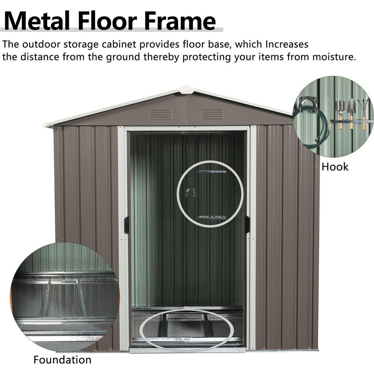 6ft x 5ft Outdoor Metal Storage Shed gray