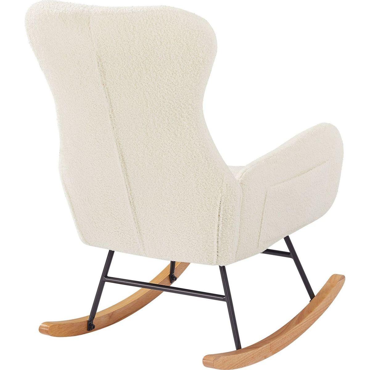 off white teddy fabric rocking chair