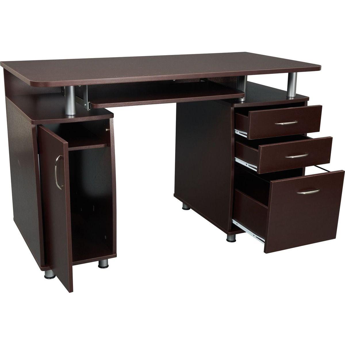 Complete Workstation Computer Desk with Storage, Chocolate