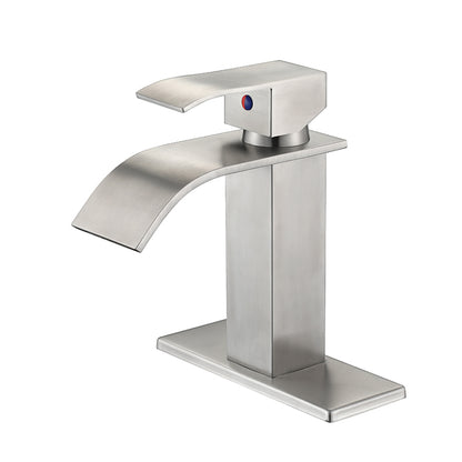 Waterfall Spout Bathroom Faucet, Single Handle Bathroom Vanity Sink Faucet