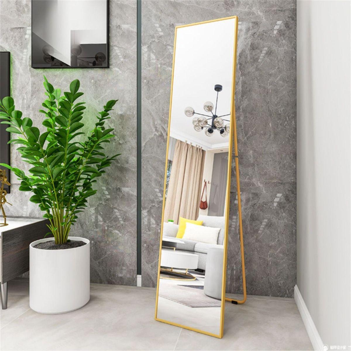 Wall-Mounted Alloy Frame Full Length Mirror, Golden