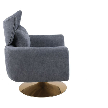 Classic Mid-Century 360-degree Swivel Accent Chair, Dusty Blue Linen