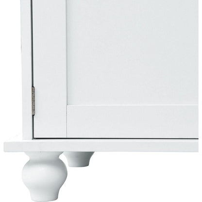 Modern Style Hall Tree with Storage Cabinet and 2 Large Drawers, Widen Mudroom Bench with 5 Coat Hooks, White