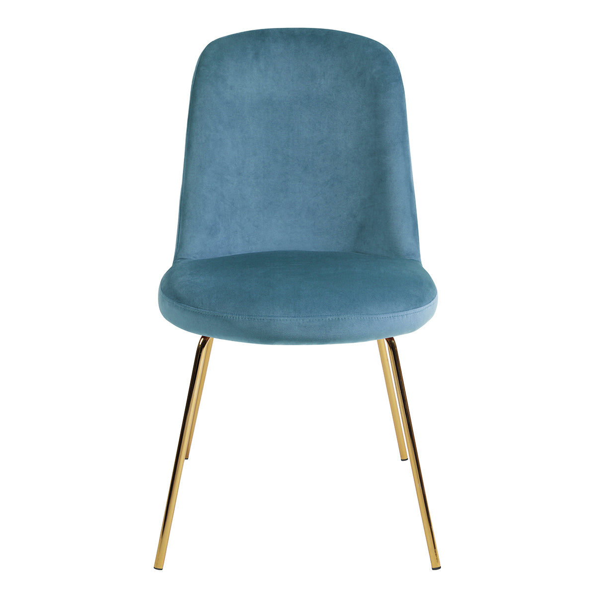 Modern Upholstered Dining Chair Set of 2 with Gold Legs - Blue