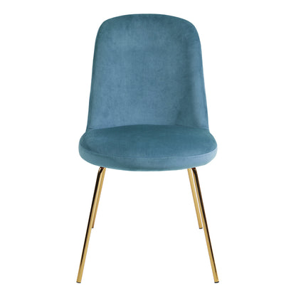 Modern Upholstered Dining Chair Set of 2 with Gold Legs - Blue