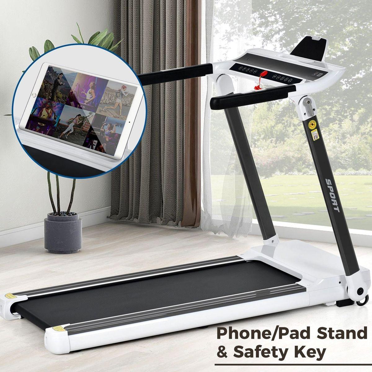 Portable Compact Treadmill;Electric Motorized 3.5HP;14KM/H;Medium Running Machine Motorised Gym 330lbs;Foldable for Home Gym Fitness Workout Jogging Walking;Bluetooth Speaker APP FITIME