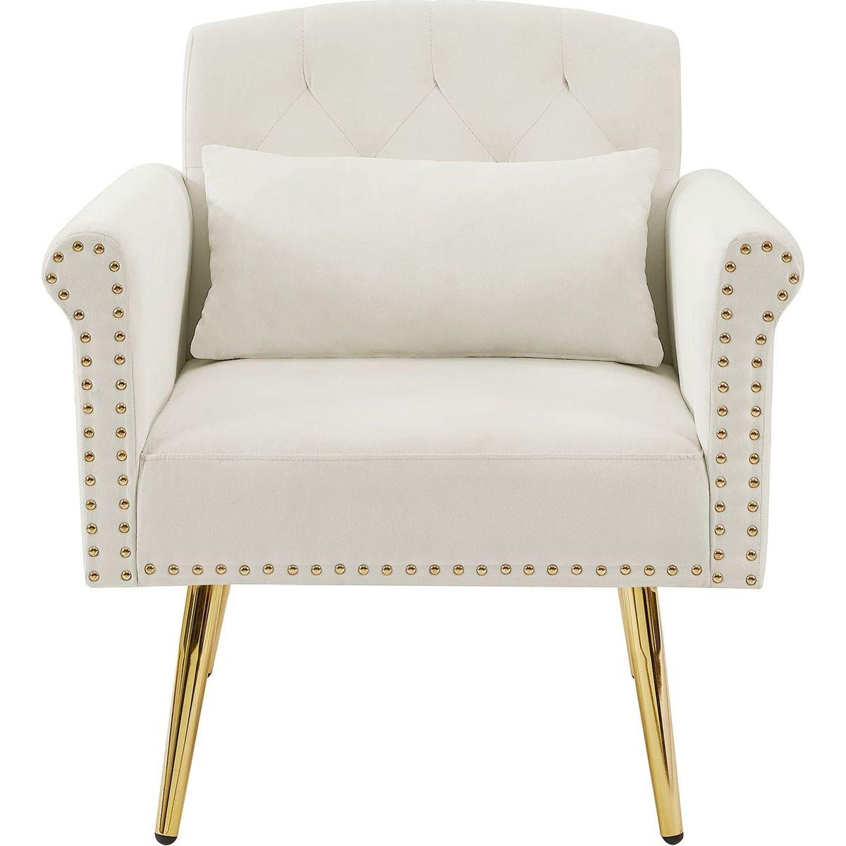 OFF WHITE velvet armchair with metal legs