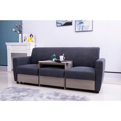 double armrests with coffee table and drawers 77.9" gray chenille living room apartment studio sofa