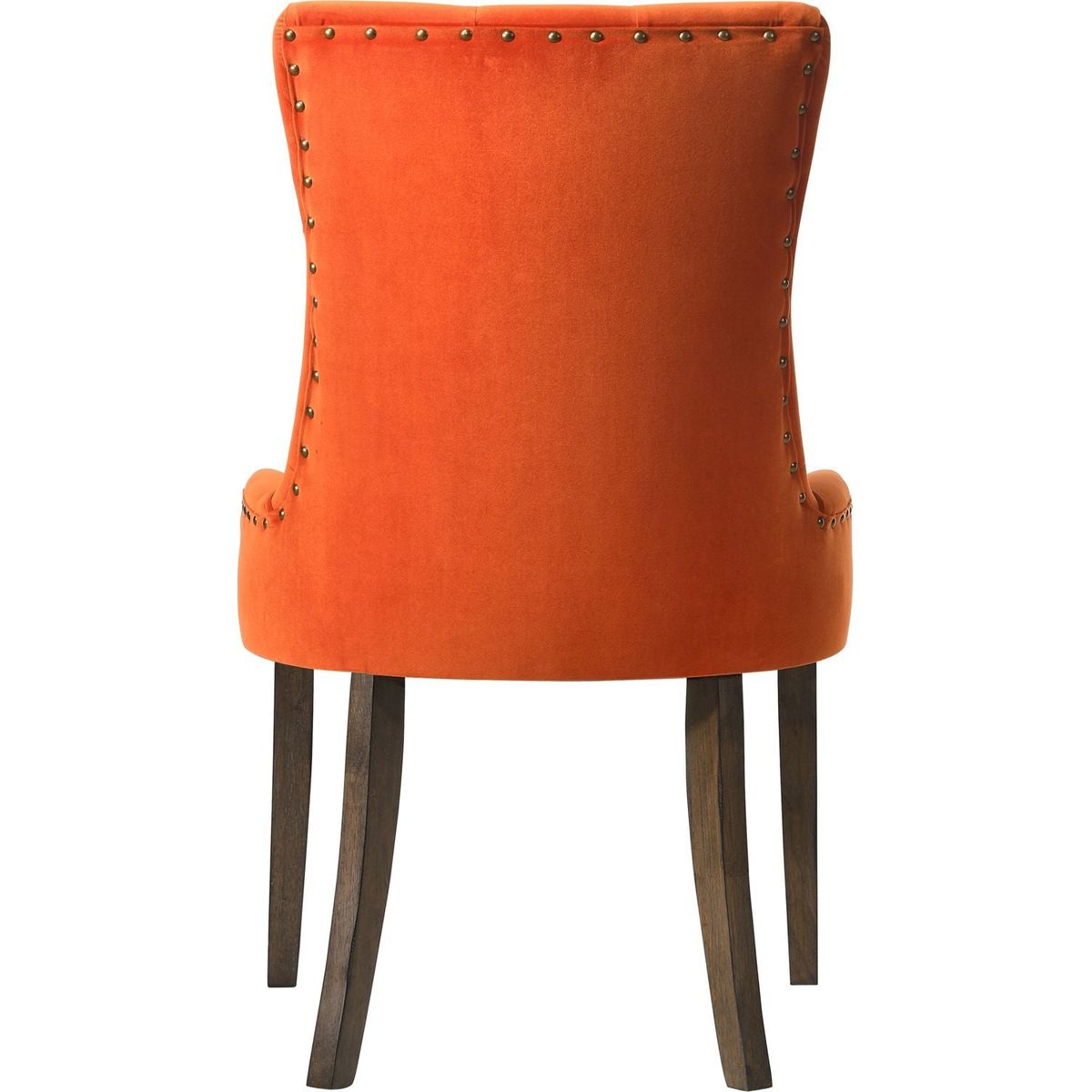 Farren Side Chair, Orange Velvet & Espresso Finish