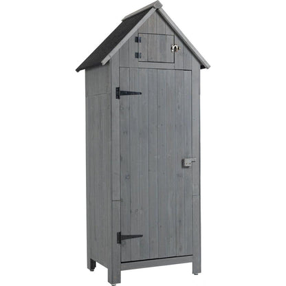 30.3" L X 21.3" W X 70.5" H Outdoor Storage Cabinet Tool Shed Wooden Garden Shed Gray