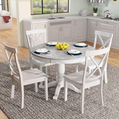 5 Pieces Dining Table and Chairs Set for 4 Persons, Kitchen Room Solid Wood Table with 4 Chairs