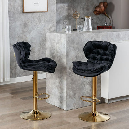 Swivel Bar Stools Set of 2, Velvet Counter Height Adjustable Barstools, Dining Bar Chairs Upholstered Modern Bar Stool for Kitchen Island, Cafe, Bar Counter, Dining Roomlack)