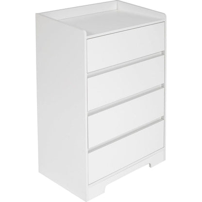 4 Drawer Dresser, Chest of Drawers Without Handle, White Dresser for Bedroom 100% Waterproof, Modern Wooden Cabinet with Sturdy Frame for Living Room, Entryway, Bedroom, Hallway, Office