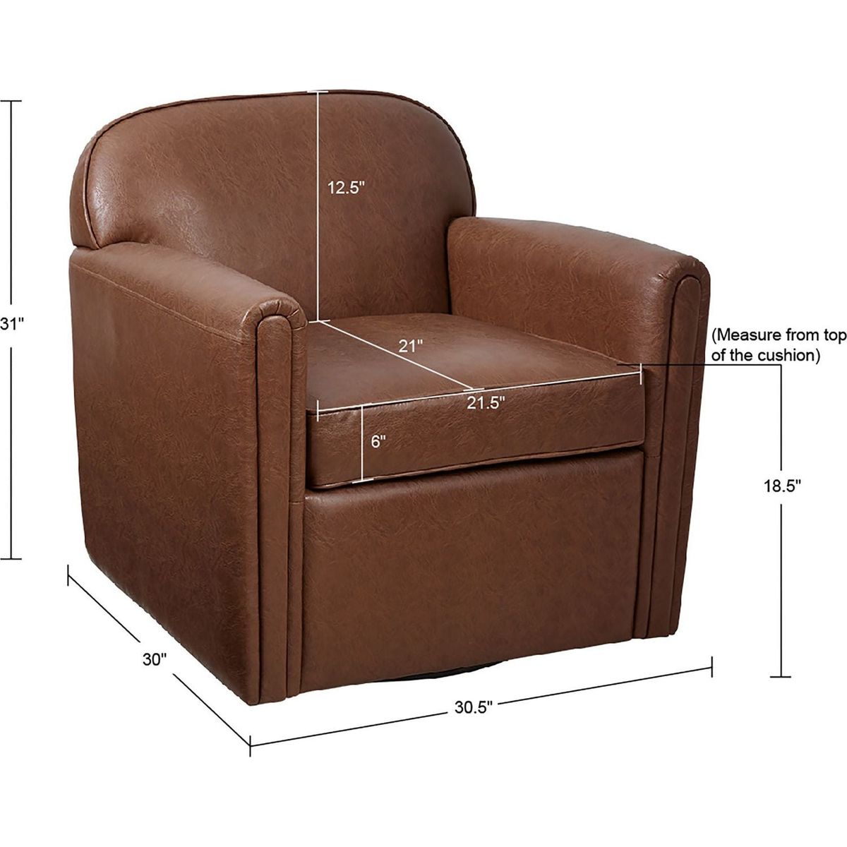 Archer Faux Leather 360 Degree Swivel Arm Chair