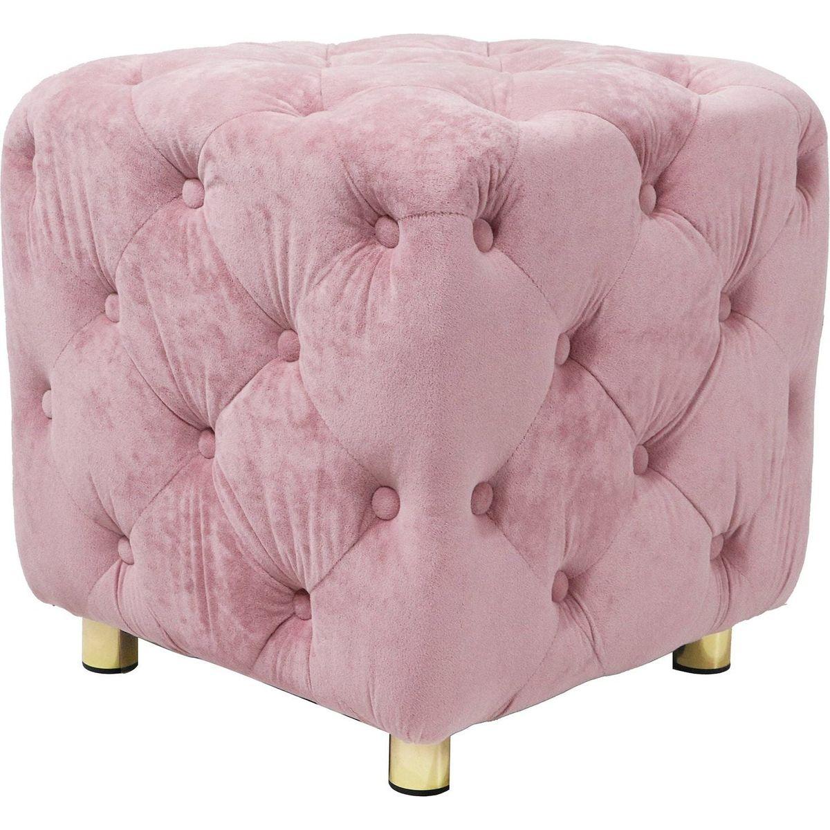 Pink Modern Velvet Upholstered Ottoman, Exquisite Small End Table, Soft Foot Stool, Dressing Makeup Chair, Comfortable Seat for Living Room, Bedroom, Entrance