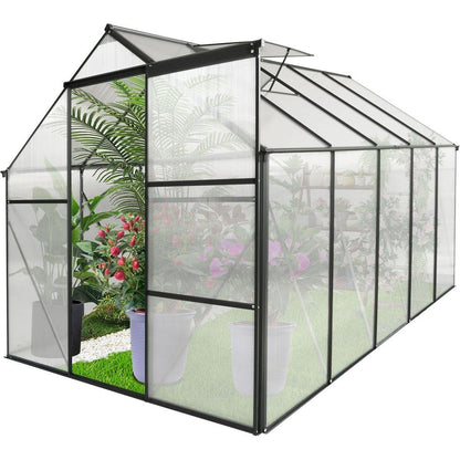 6x10 FT Polycarbonate Greenhouse Raised Base and Anchor Aluminum Heavy Duty Walk-in Greenhouses for Outdoor Backyard in All Season