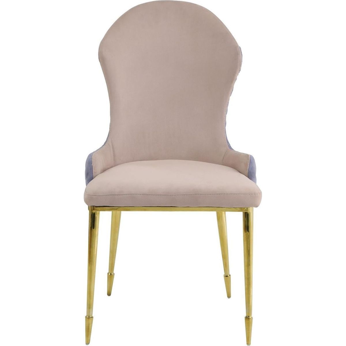 Caolan Side Chair (Set-2), Tan, Lavender Fabric & Gold