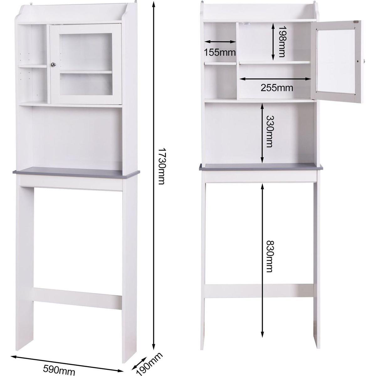 Modern Over The Toilet Space Saver Organization Wood Storage Cabinet for Home, Bathroom -White