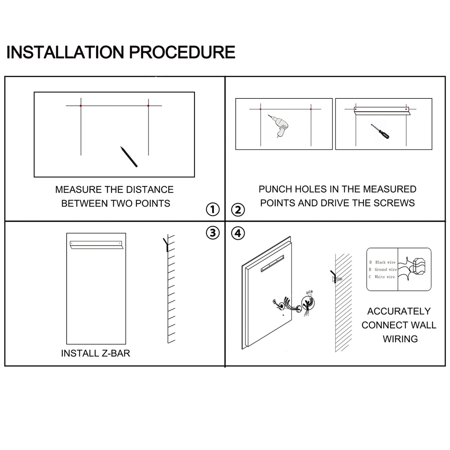 LED Bathroom Mirror 60x 32 Inch with lights, anti-Fog & Dimming Led Bathroom Vanity Mirror