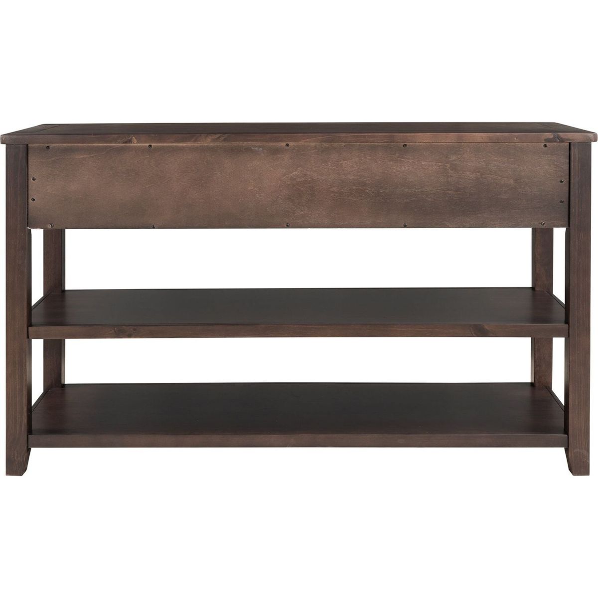 Retro Design Console Table with Two Open Shelves, Pine Solid Wood Frame and Legs for Living Room (Espresso)
