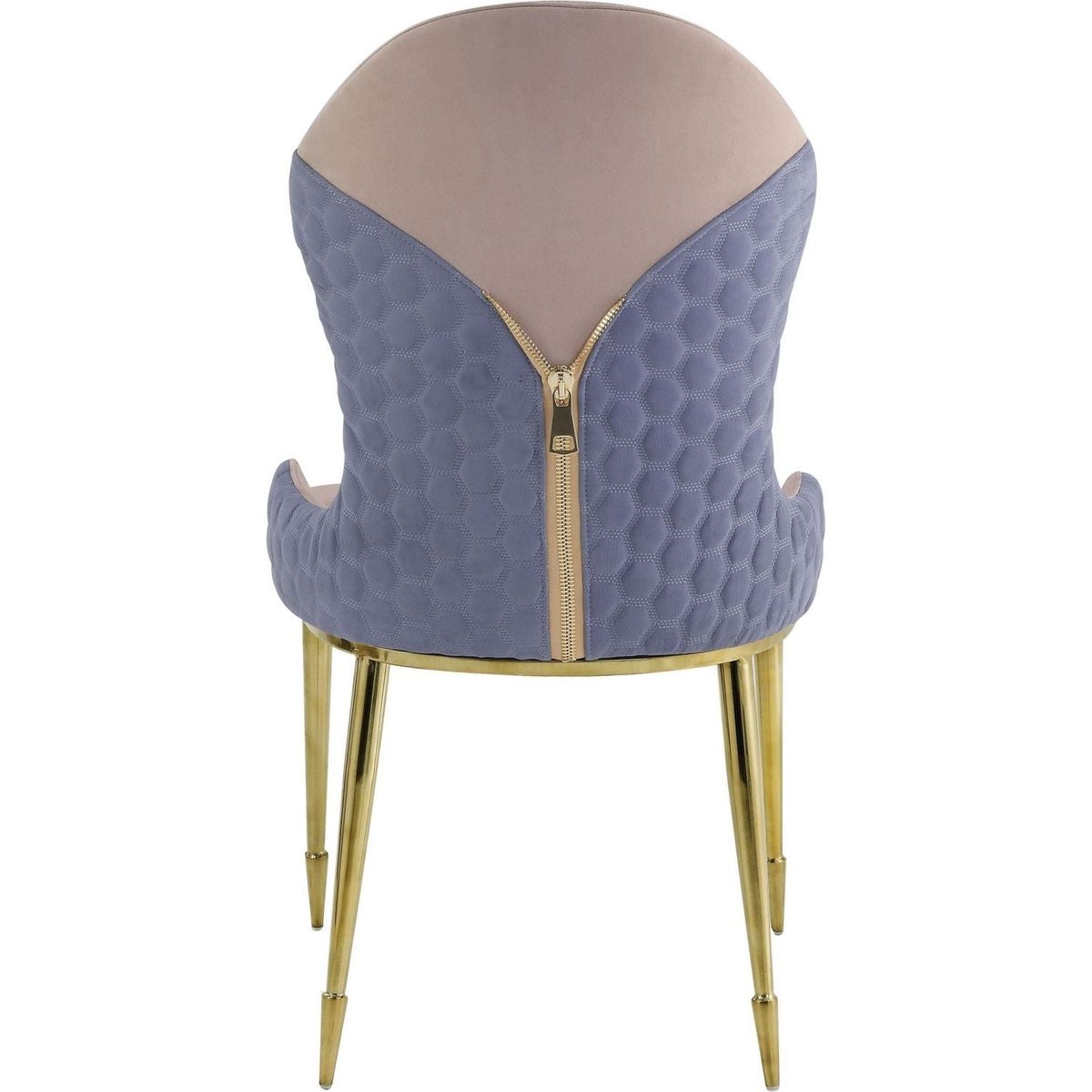 Caolan Side Chair (Set-2), Tan, Lavender Fabric & Gold