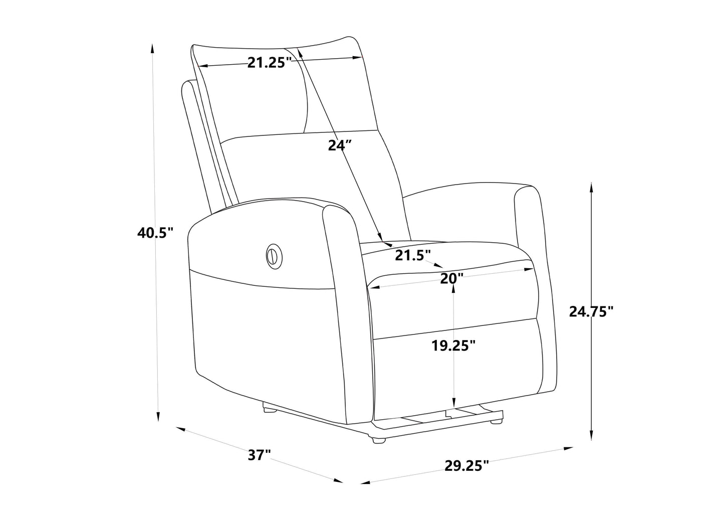 Bonn Power Recliner With USB Port