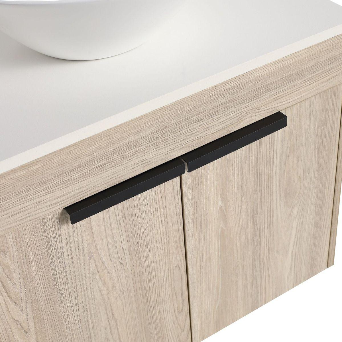 24" Modern Design Float Bathroom Vanity With Ceramic Basin Set, Wall Mounted White Oak Vanity With Soft Close Door, KD-PackingD-Packing Pieces