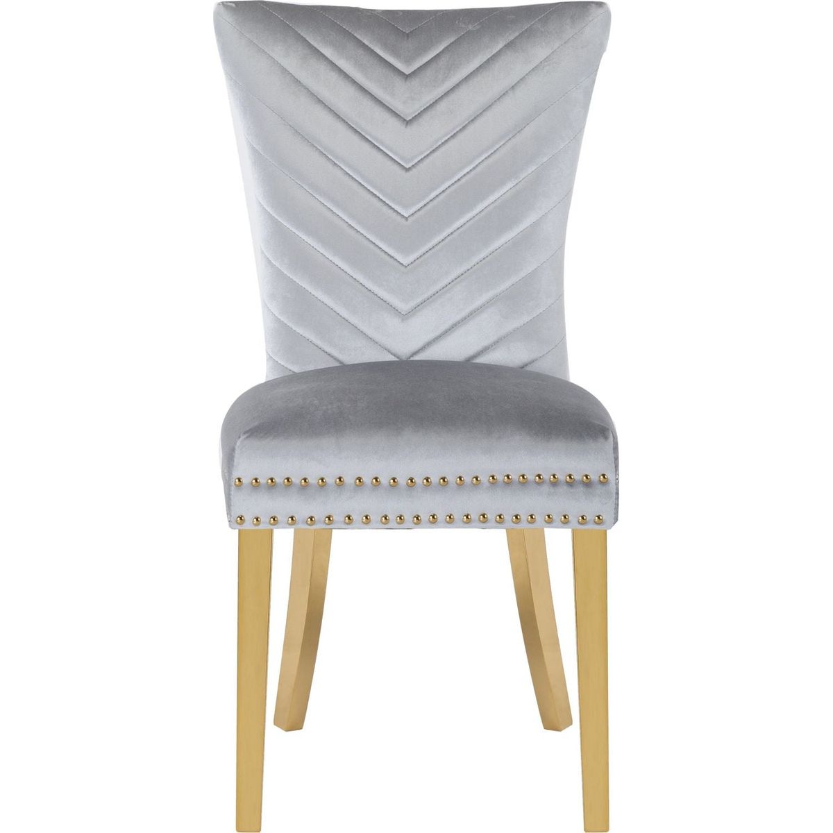 Eva 2 Piece Gold Legs Dining Chairs Finished with Velvet Fabric in Silver