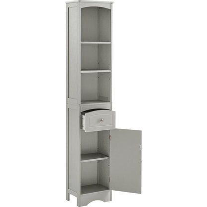 Tall Bathroom Cabinet, Freestanding Storage Cabinet with Drawer, MDF Board, Adjustable Shelf, Grey