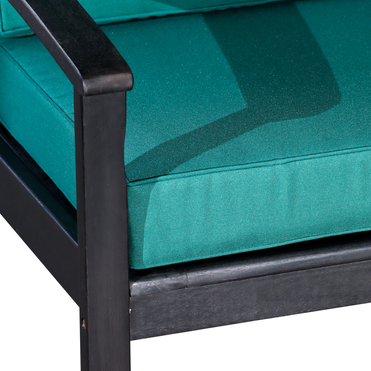 Deep Seat Eucalyptus Chair, Espresso Finish, Dark Green Cushions