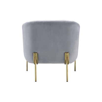 Carlson Accent Chair, Gray Velvet & Gold