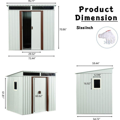6ft x 5ft Outdoor Metal Storage Shed With window White