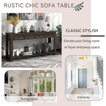 Console Table/Sofa Table with Storage Drawers and Bottom Shelf for Entryway Hallway (Espresso) - Streamdale Furniture